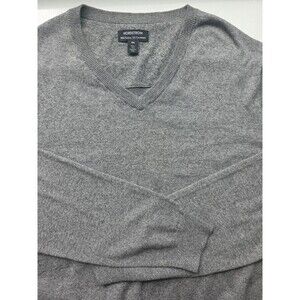 Nordstrom Sweater Cotton & Cashmere V Neck 2XL Gray Normcore Office Classic
